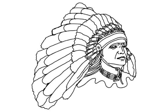 Download American Indian Line Art Vector - Vector Collection