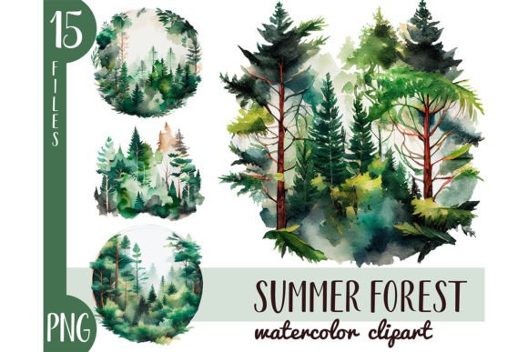 Download Watercolor Forest Clipart - Wood PNG - Premium Bundle