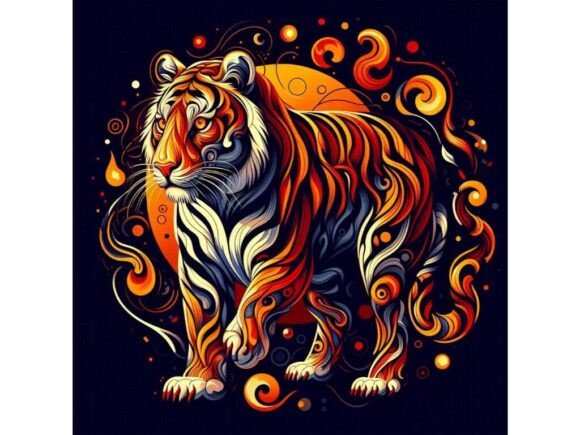 Download Ember-lined Tiger in Abstract Designs - Abstract design Collection