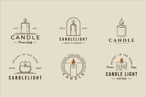 Download Set of Candle Logo Line Vector Desig - Vector Collection