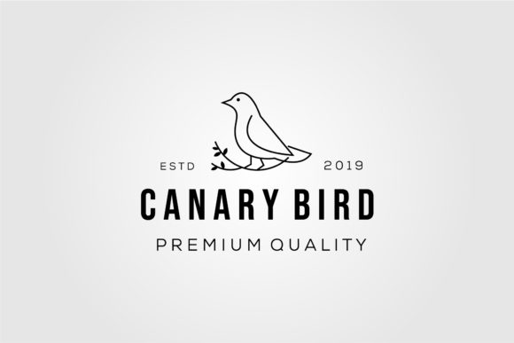 Download Line Art Canary Bird on Root Logo Vector - Vector Collection