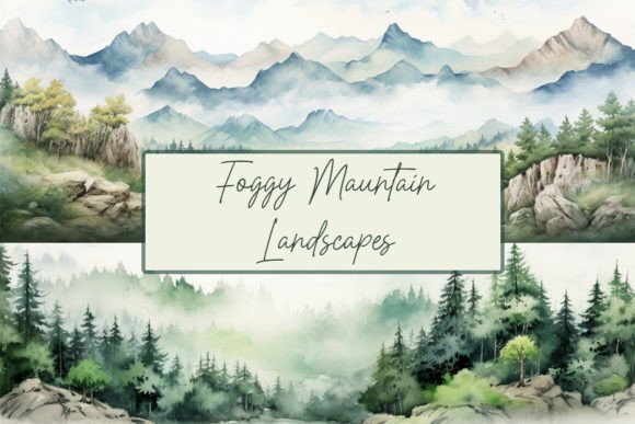 Download Foggy Forest Clipart,Watercolor Mountain - Premium Resources