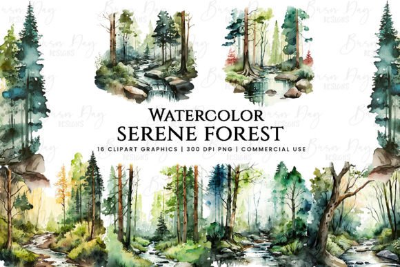 Download Watercolor Serene Forest Clipart Bundle - Premium Bundle