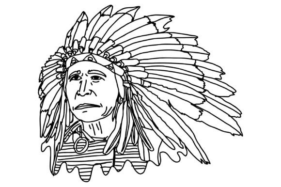 Download American Indian Line Art Vector - Vector Collection